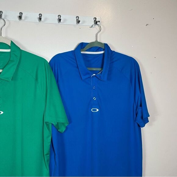 Oakley Men's Green and Blue Polo Shirts - Picture 3 of 11